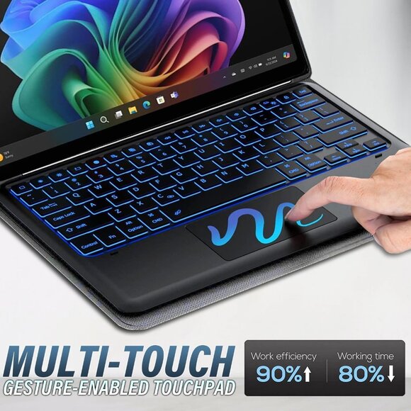 Touchpad Keyboard Case for 13 Inch Microsoft Surface Pro 11/10/9, 7 Colors Backl - Picture 6 of 8